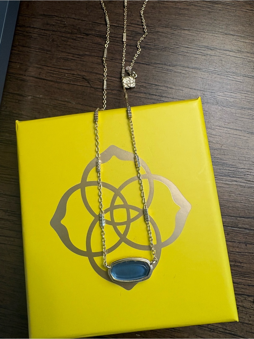 Kendra Scott Gold Necklace with Blue Pendant